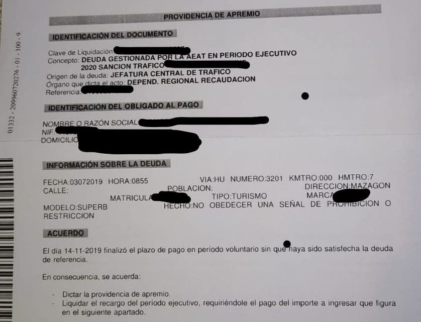 Embargo por multa sin notificar 2020 1 Providencia de Apremio