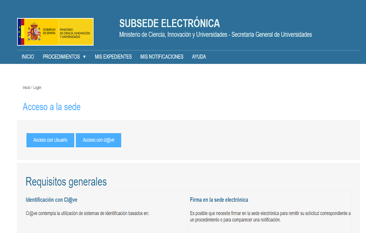 Acceso al procedimiento de homologación de título.