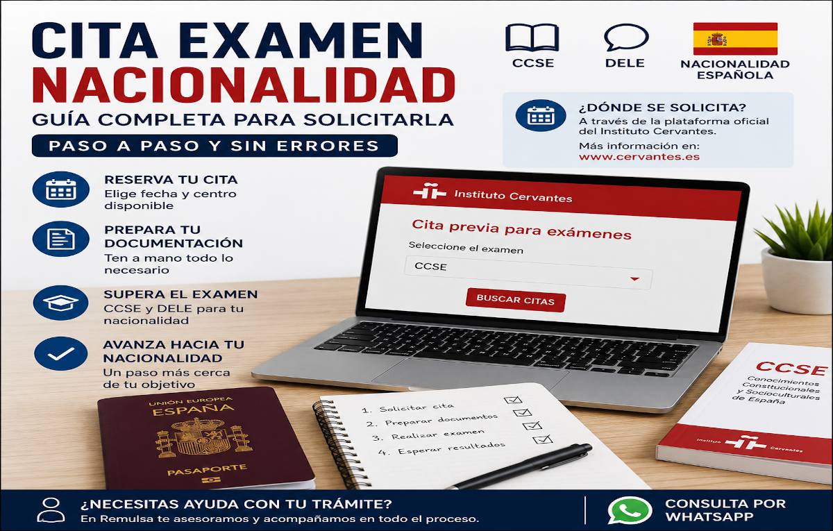 Cita examen nacionalidad española. Julio 2026 2 Cita examen nacionalidad | REMULSA